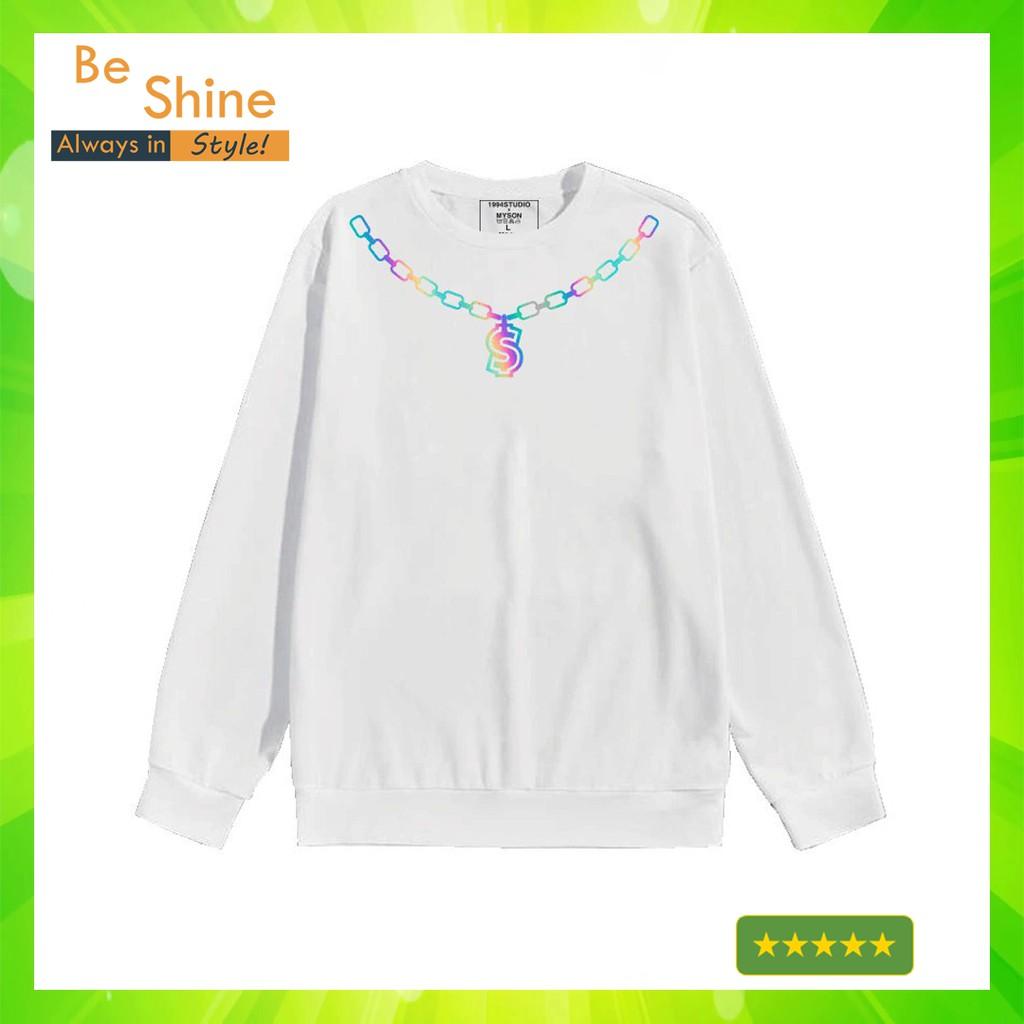 Áo Sweater Phản Quang 7 màu Hình Money Necklace Áo Nỉ Nam Nữ Dài tay Unisex in hiệu ứng Hologram