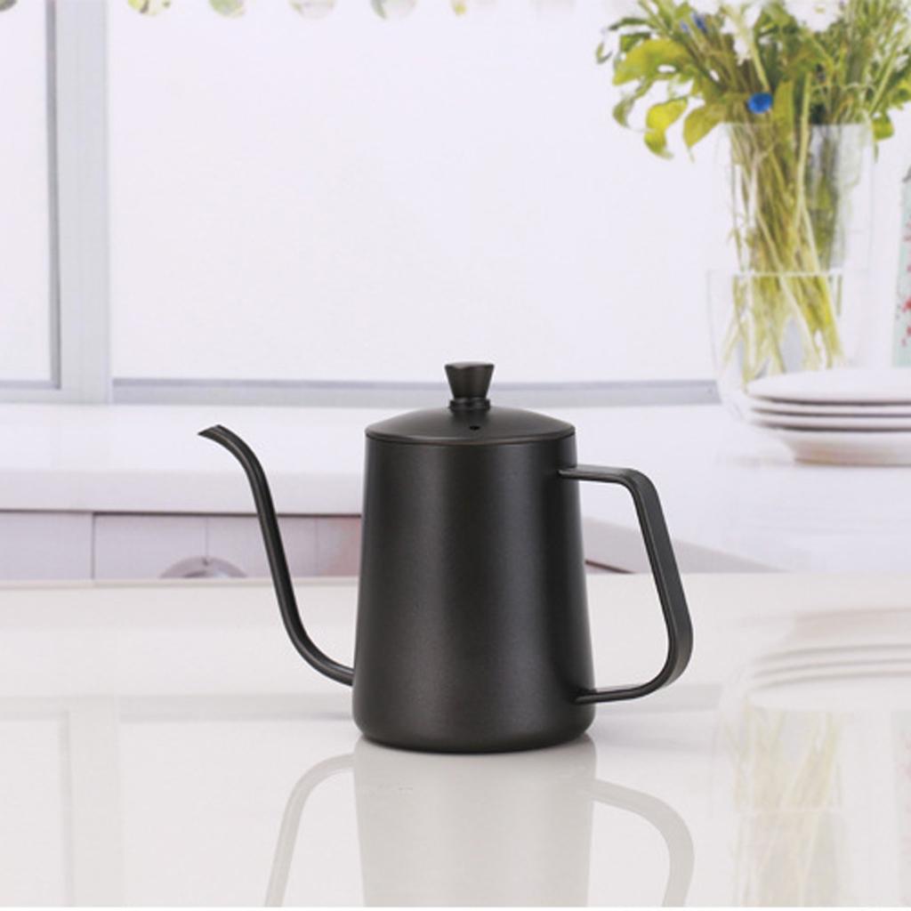 Stovetop Gooseneck Tea Coffee Kettle Stainless Steel Hot Water 600ml Black