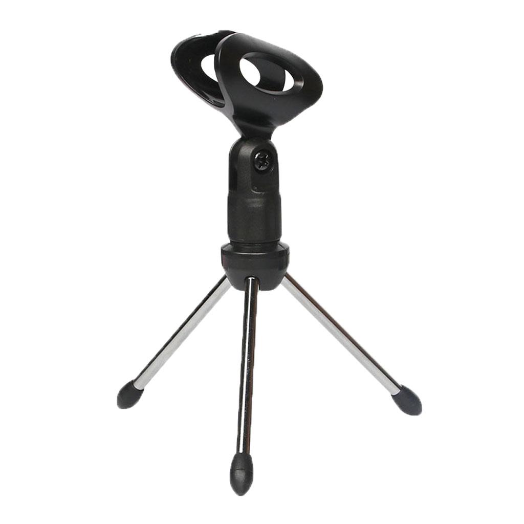 Universal Adjustable Desk Mic Stand Desktop Tabletop Table Top Short Microphone Stand with Non-Slip Mic Clip