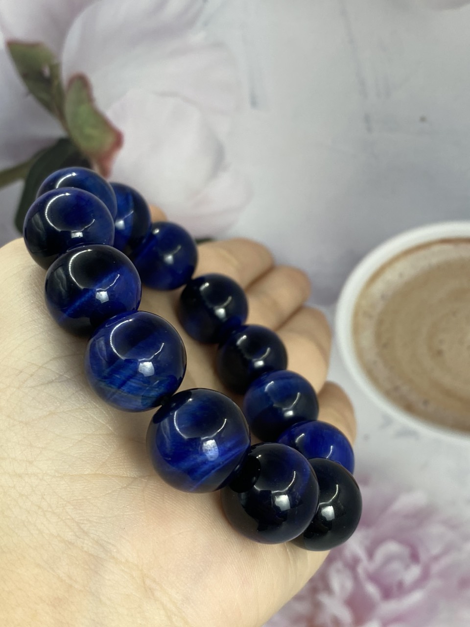 Vòng tay Đá Mắt Hổ Xanh viên 15mm