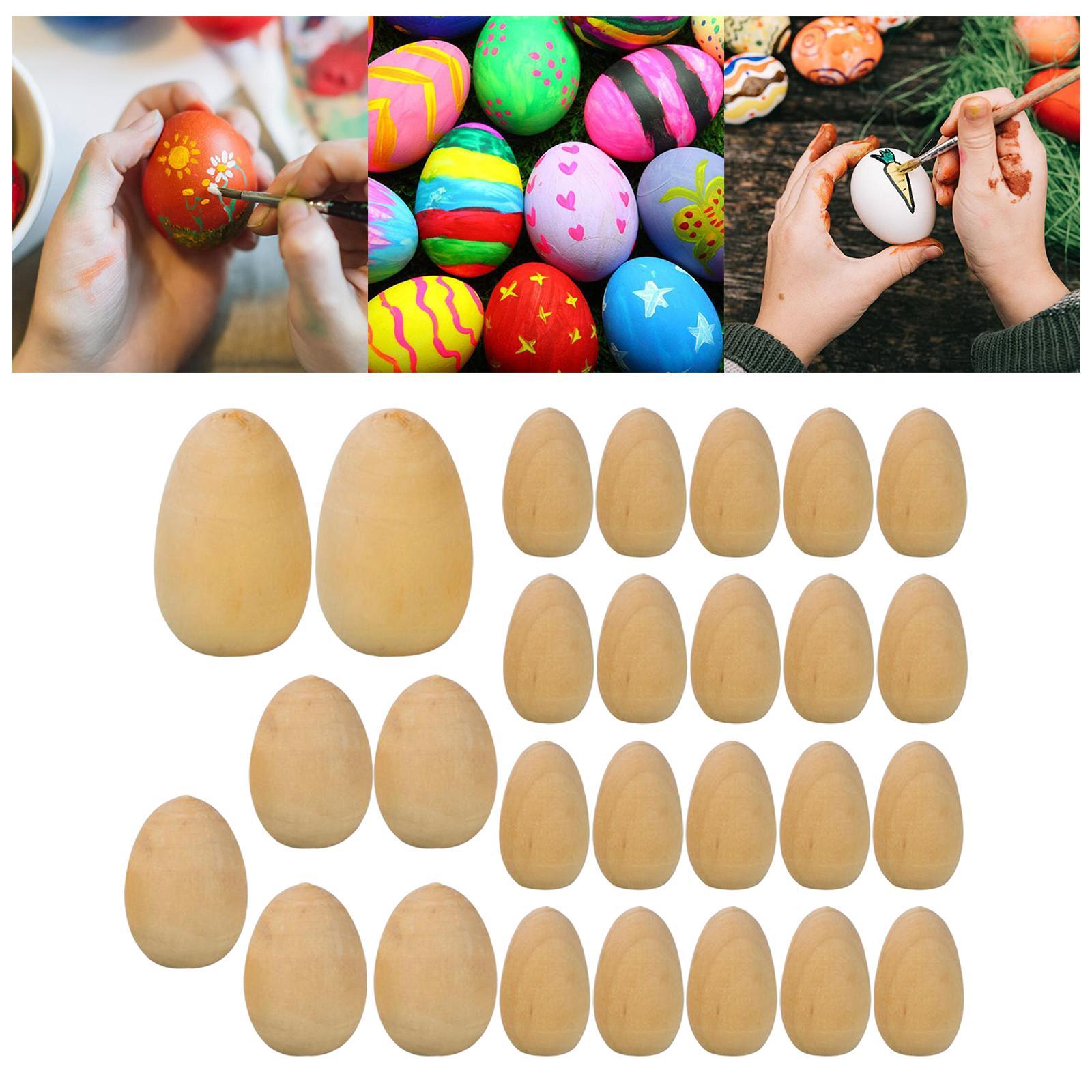 27 Pieces Unfinished Wood Eggs with Flat Bottom DIY Easter Holiday Craft