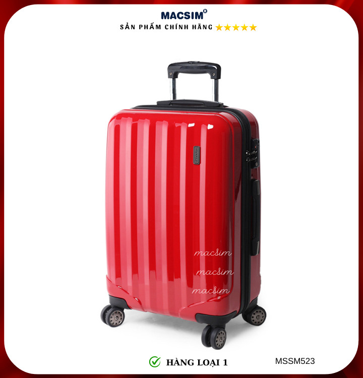 Vali cao cấp Macsim Smooire MSSM523 cỡ 20 inch màu gold, Balck, Red - Hàng loại 1