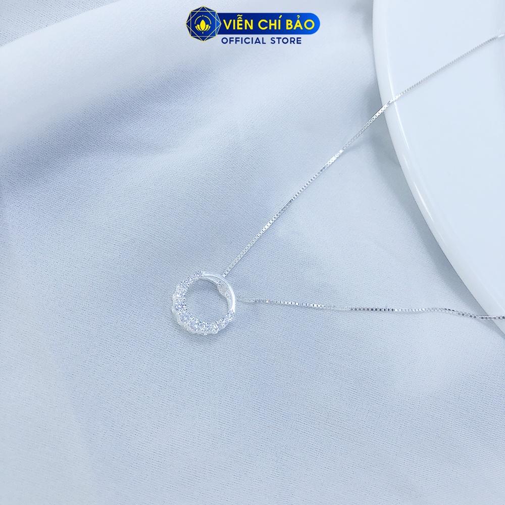 Dây chuyền bạc nữ mặt tròn đính đá sang chảnh, vòng cổ nữ bạc 925 thời trang phụ kiện trang sức nữ Viễn Chí Bảo D400265