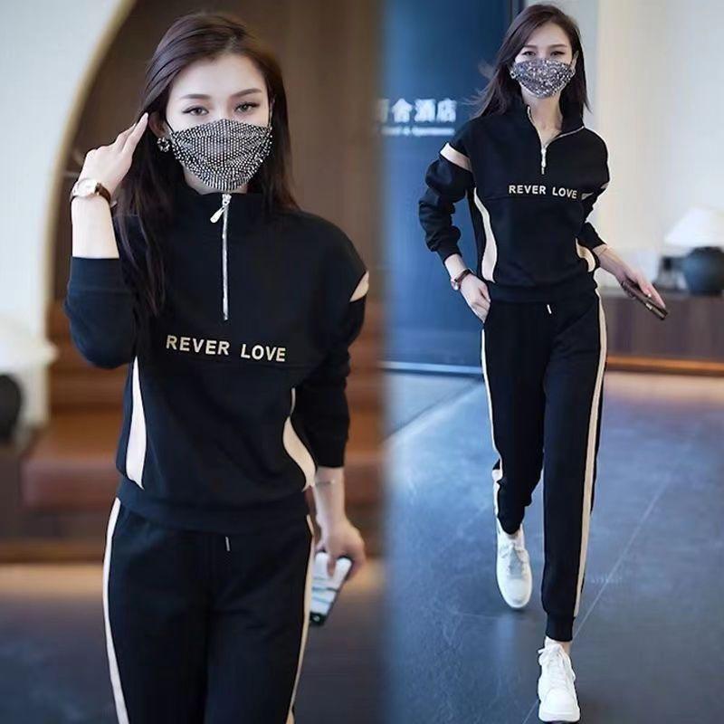 Bộ Đồ Thể Thao Áo Sweater Cổ Đứng Dáng Rộng Kiểu Hàn Quốc Thời Trang Mùa Thu 2022 Cho Nữ