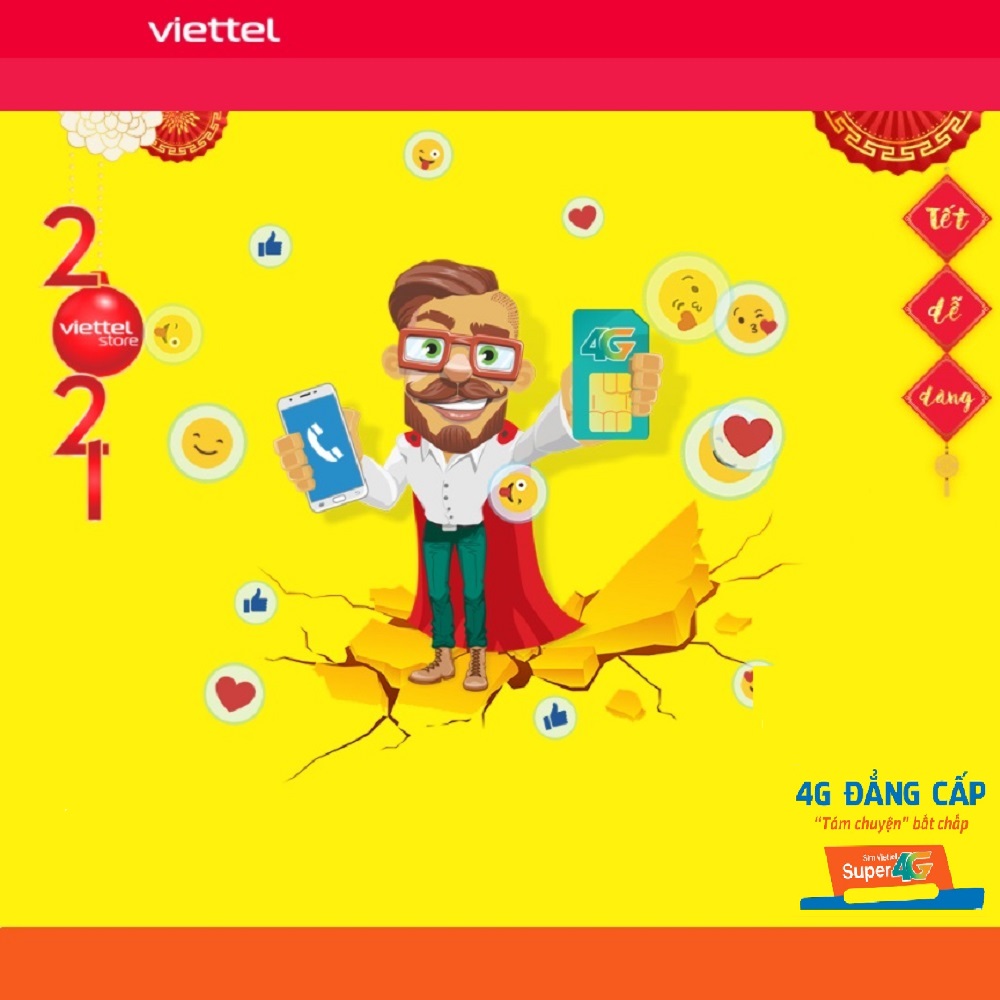 SIM 4G VIETTEL V120 - Chọn đầu số 03 hoặc 09 (Có 2GB/NGÀY, GỌI VIETTEL MIỄN PHÍ CÁC CUỘC GỌI &lt;20 phút, NGOẠI MẠNG 50 Phút/tháng,120.000/tháng). Hàng chính hãng