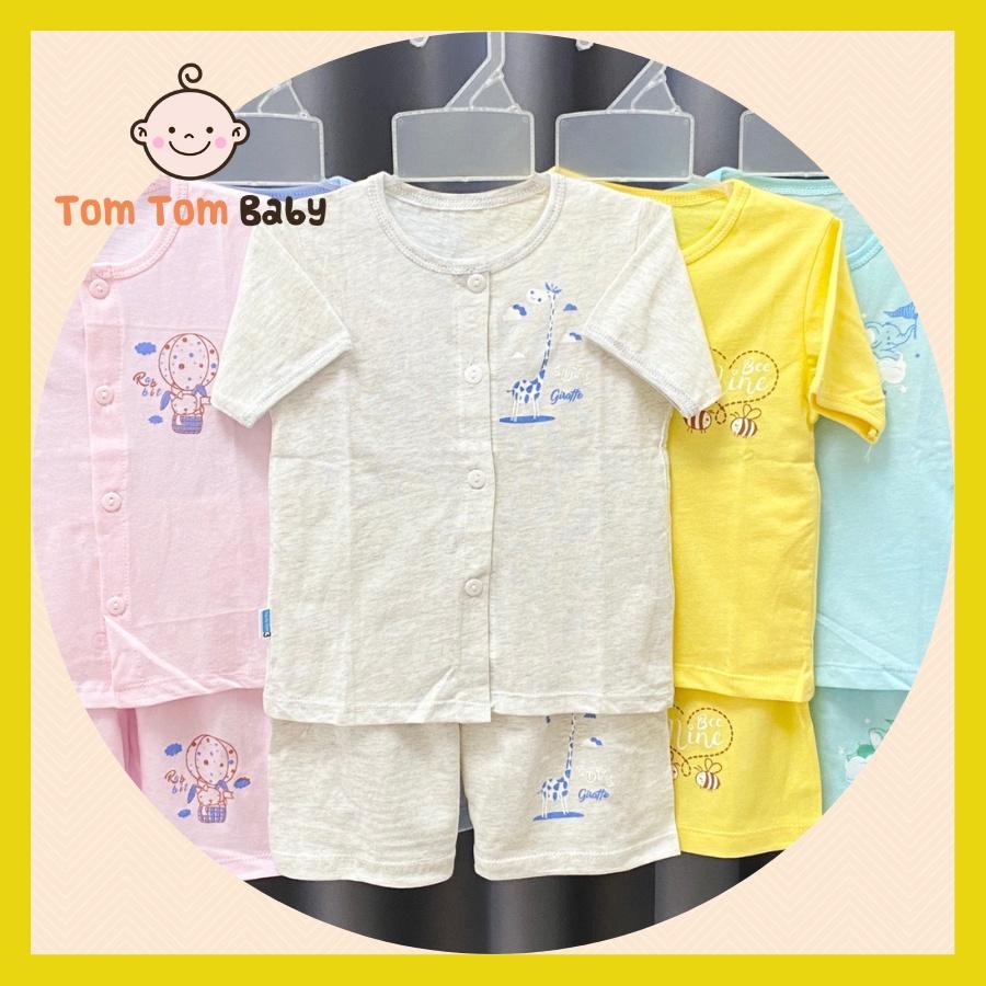 Set 5 bộ quần áo trẻ em sơ sinh Thái Hà Thịnh - Mẫu Tay Ngắn Cài Nút Giữa Màu - Size 1-5 cho bé sơ sinh - 12kg