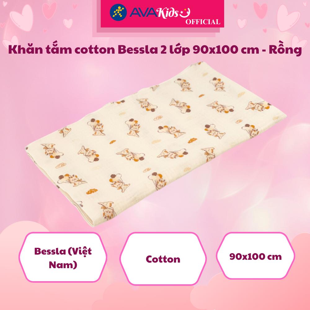 Khăn tắm cotton Bessla 2 lớp 90x100 cm - Rồng - Hàng Chính Hãng