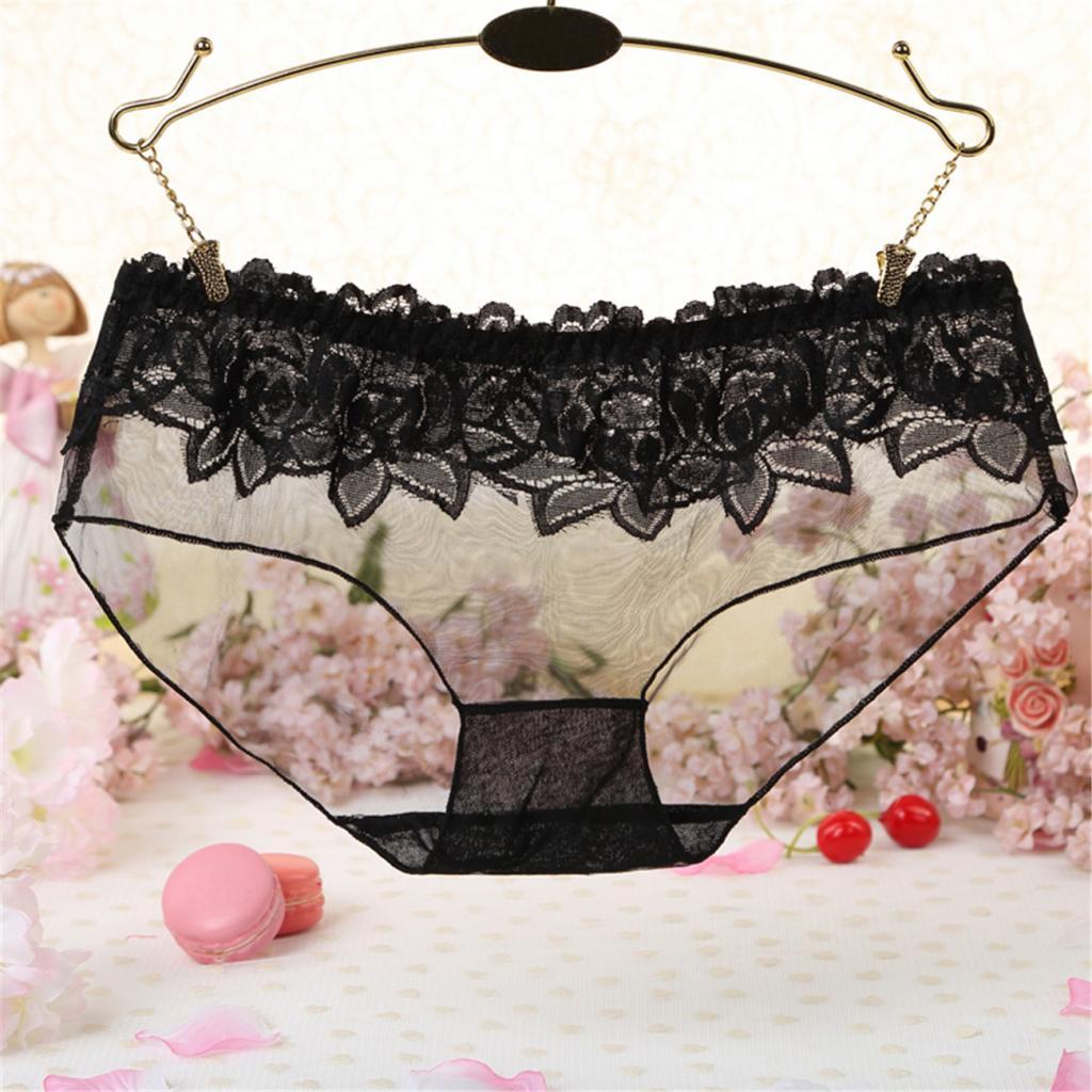 Women's Solid Sheer Mesh Panties Stretchy Low Rise Briefs Underwear Lingerie