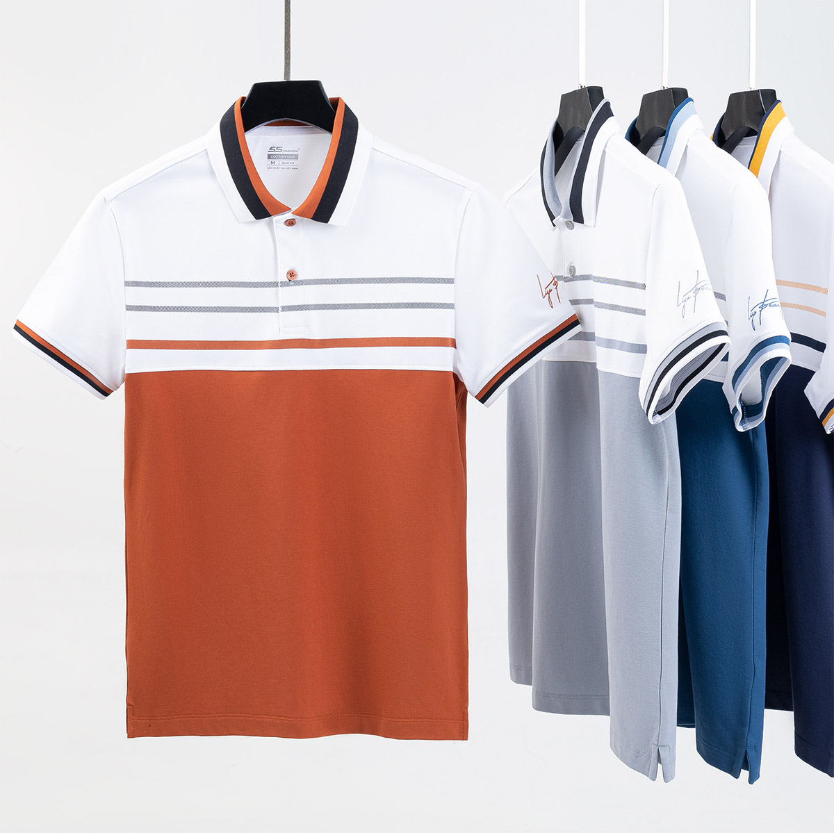 Áo Polo Nam 5S FASHION Cotton, Thiết Kế Can Phối Trẻ Trung, Lịch Lãm, Tay Thêu Nổi Bật (APC23095)