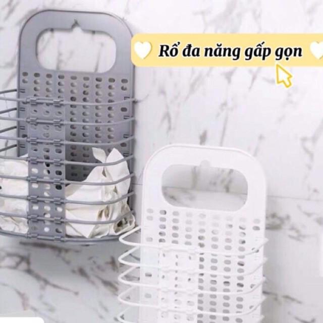 Giỏ nhựa đựng quần áo treo máy giặt, giỏ nhựa gấp gọn, giỏ đựng quần áo bẩn