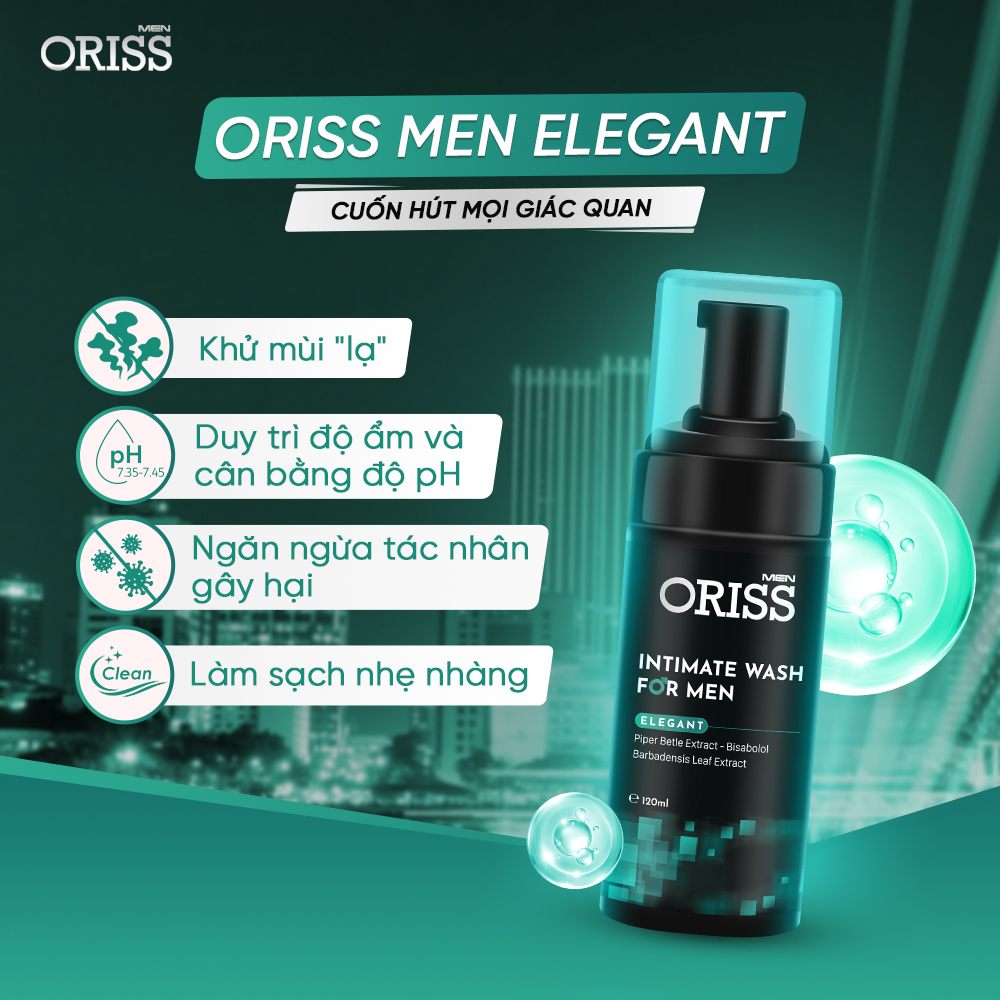 Dung Dịch Vệ Sinh Chuyên Dụng Cho Nam Giới Dạng Bọt Oriss Men Elegent 120ml/chai