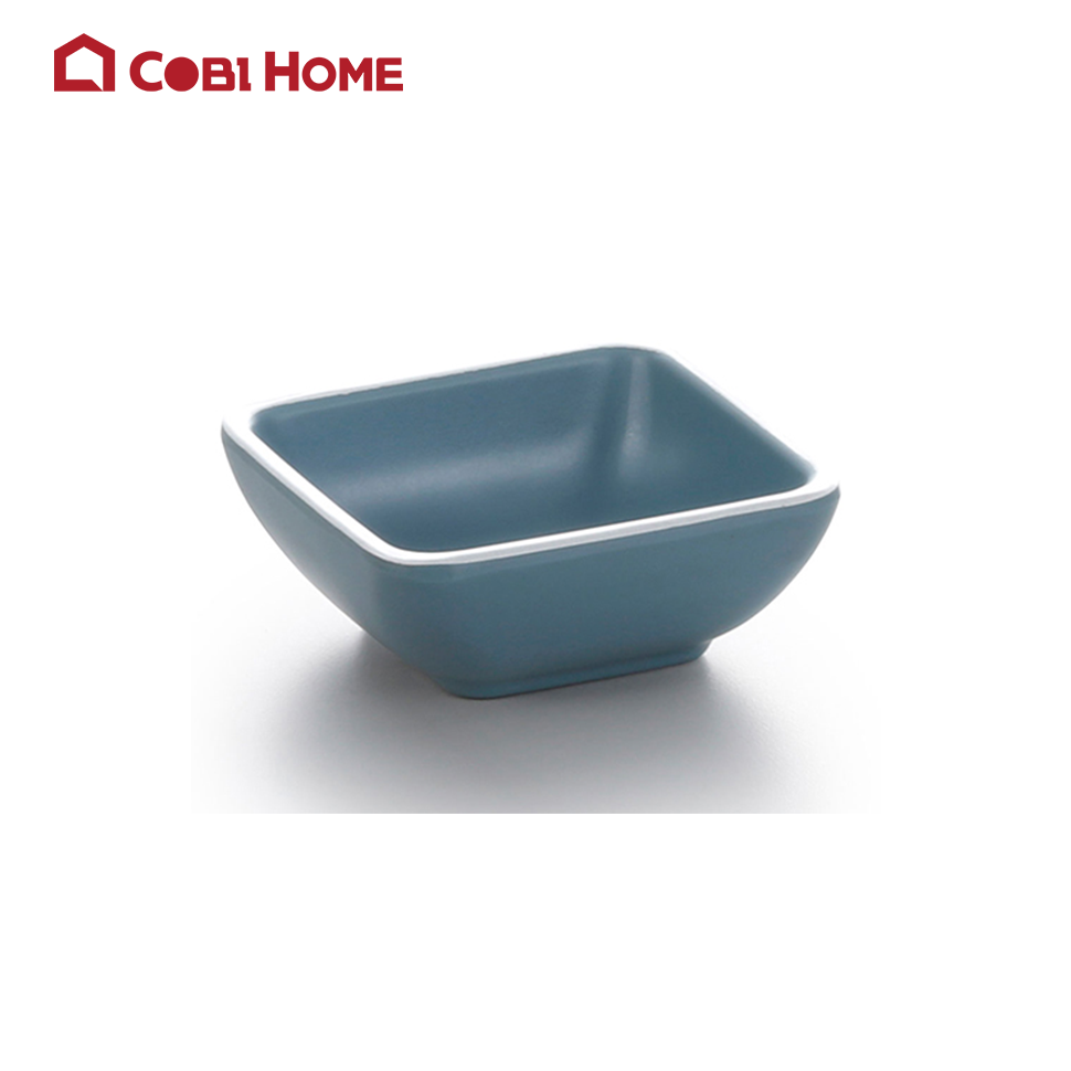 Chén chấm hình vuông bằng melamine cao cấp màu xanh