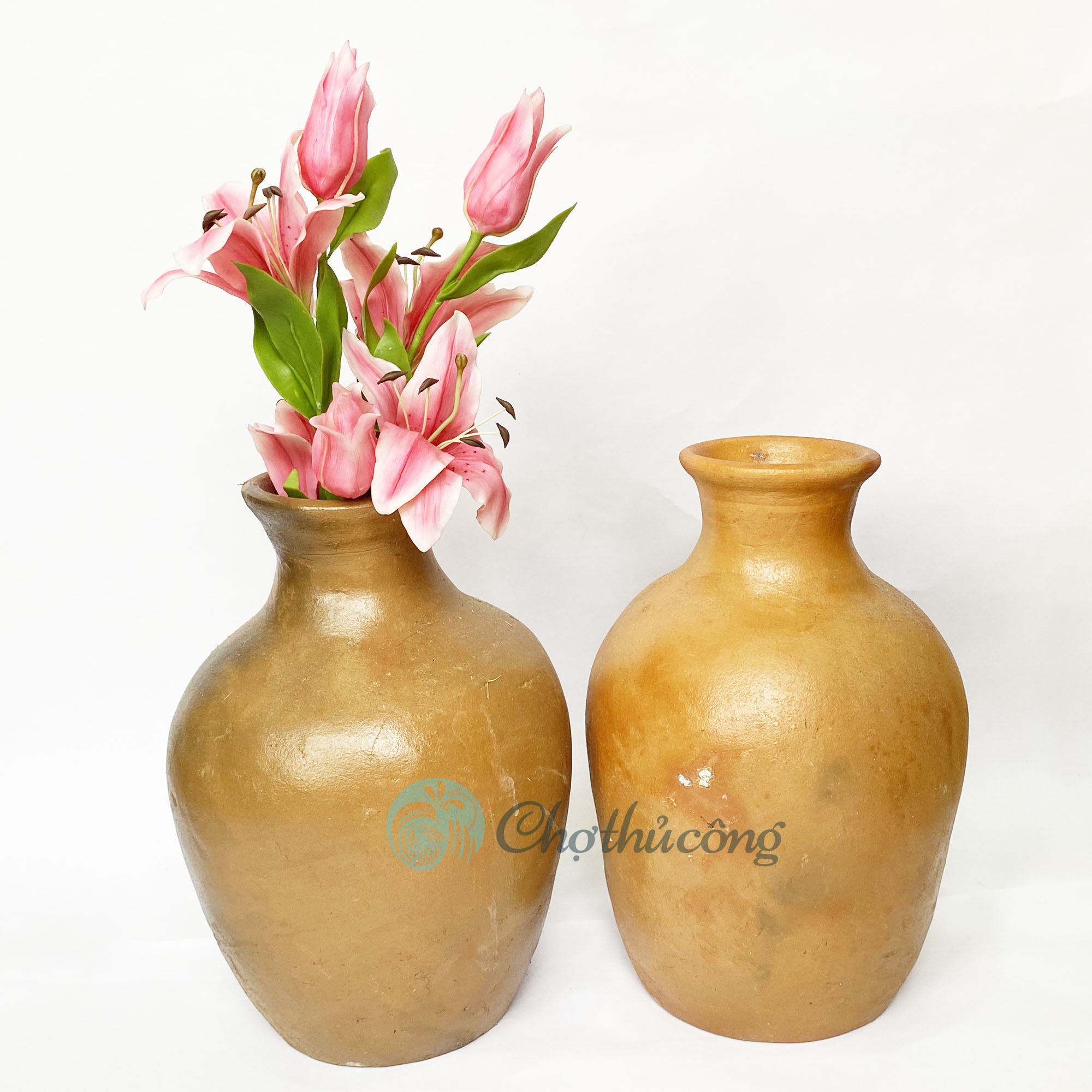 Bình hoa to vintage, Bình gốm cắm hoa decor, lọ hoa chậu đất nung thủ công Gốm Chăm Bàu Trúc trang trí handmade terracotta