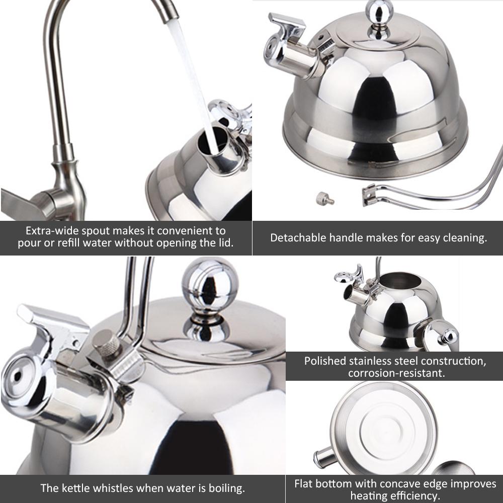 2.5L Stainless Steel Whistling Teapot Tea Kettle for Home Outdoor Camping Hiking Backpacking