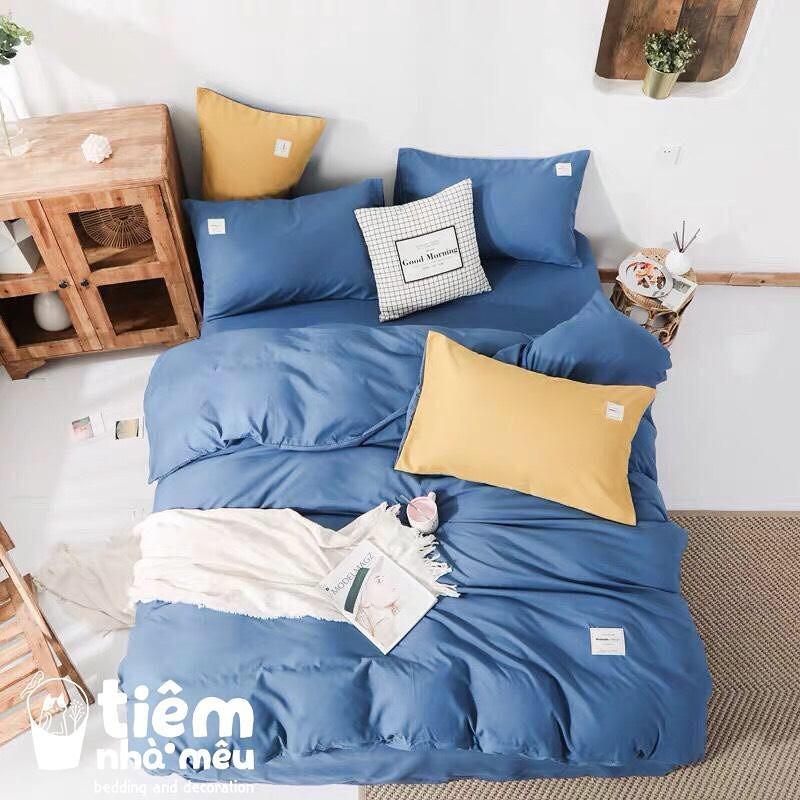 Bộ Chăn Ga Gối TCm6/m8/2m -Tiệm Nhà MêuSet 4 Món 2 Vỏ gối ,drap , vỏ chăn Cotton TC Trơn Basic Nhập Khẩu