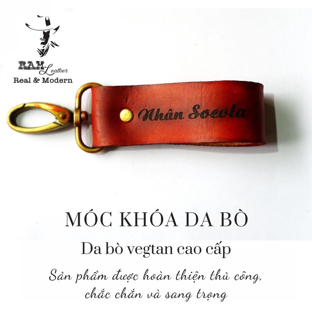 Móc khóa da bò vegtan khắc tên theo yêu cầu - RAM Leather