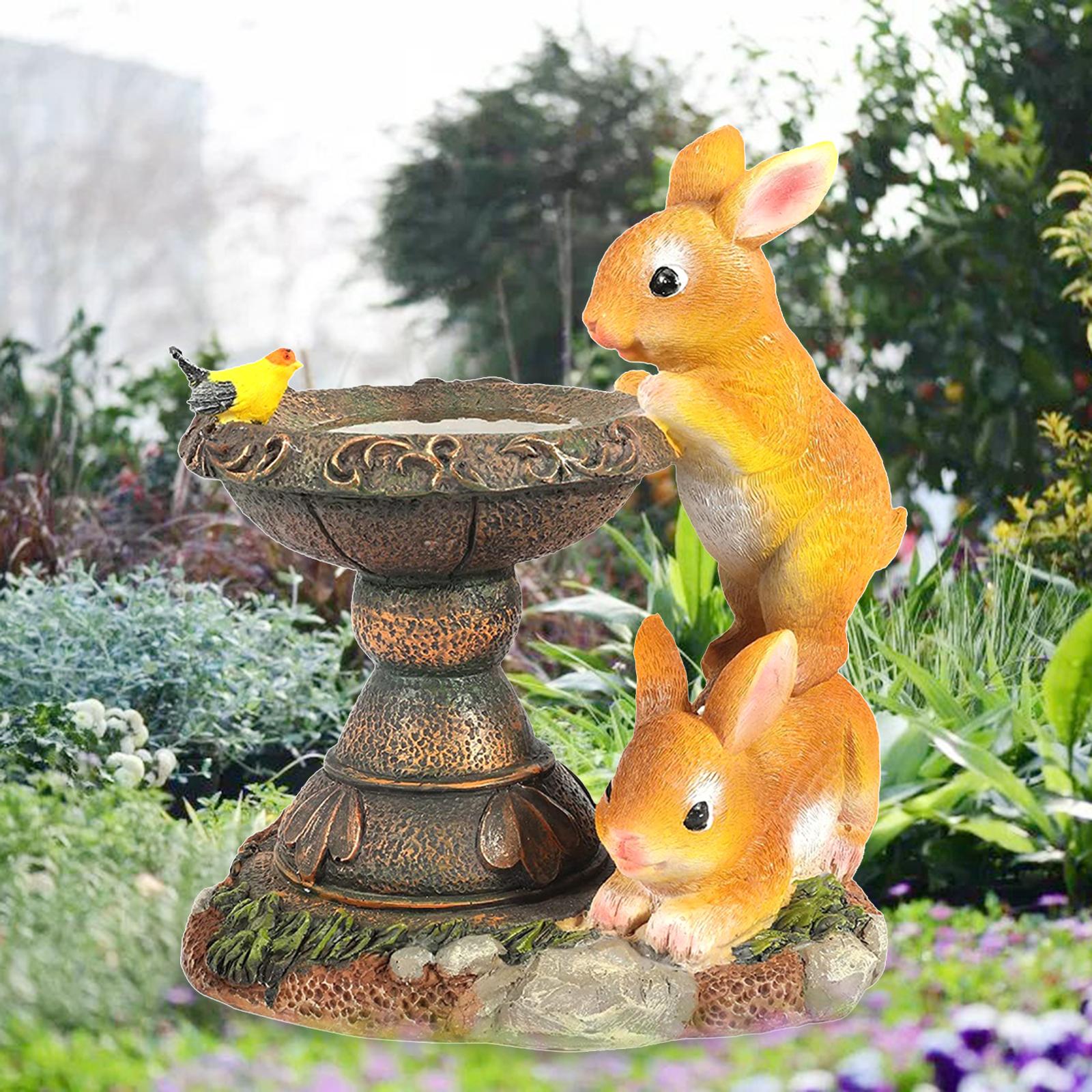 Garden Ornament Figurine, Outdoor Solar Rabbit Sculpture Statue, Garden Bunny Statue Sculpture for Home, Garden, Patio, Yard Art Decor
