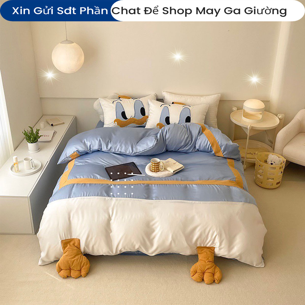Bộ Chăn Ga Gối Đệm Cotton 5 Món Trẻ Em ANNA NGUYÊN Cao Cấp Chăn Chần Bông Lụa Mềm