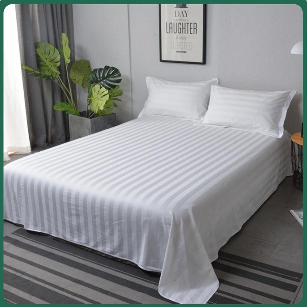 Bộ Chăn Ga Gối-bộ chăn ga gối sọc 3cm Cotton Khách Sạn Nhà Nghỉ Homestay Trắng Kẻ Sọc 3cm-LIMPARK