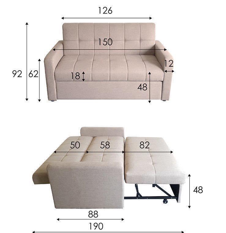 Sofa giường kéo Tundo rộng 1m5 x dài 1m9 sofa đa năng tiện ích