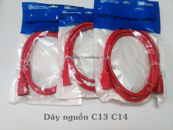 Dây nguồn C13 C14 dài 1.5m màu đỏ - Lõi đồng 3G x 1.31mm, chuẩn UL - Hàng chính hãng