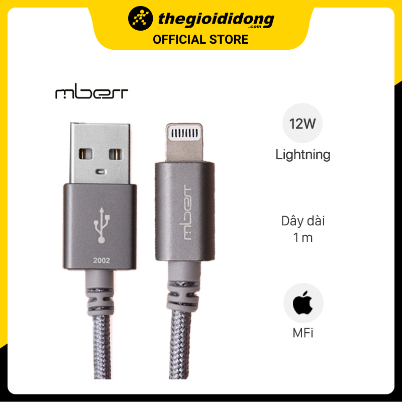 Cáp Lightning MFI 1 m Mbest DS286-WB Xám - Hàng chính hãng