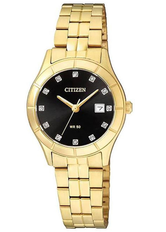 Đồng Hồ Nữ Citizen Đính Đá Swarovski Dây Thép Không Gỉ EU6042-57E - Mặt Đen