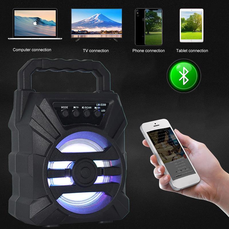 Loa không dây Di động Ngoài trời Mini Bass Sound Home Loa tương thích Bluetooth với Micrô Màu sắc: Đen