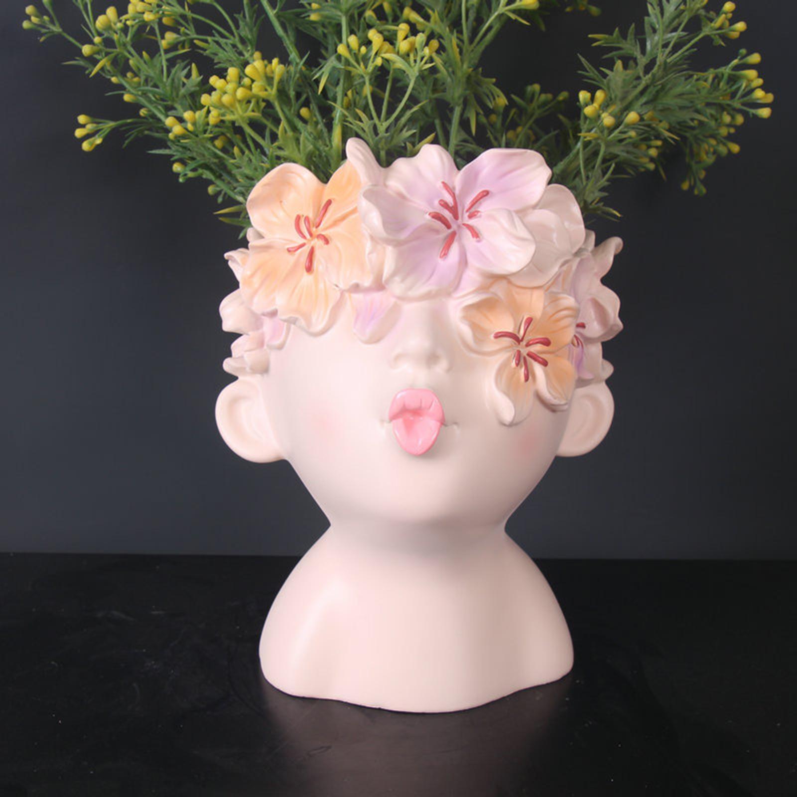 Head Planter Gift Tabletop Crafts Sculpture Statue Vase for Party Home Decor