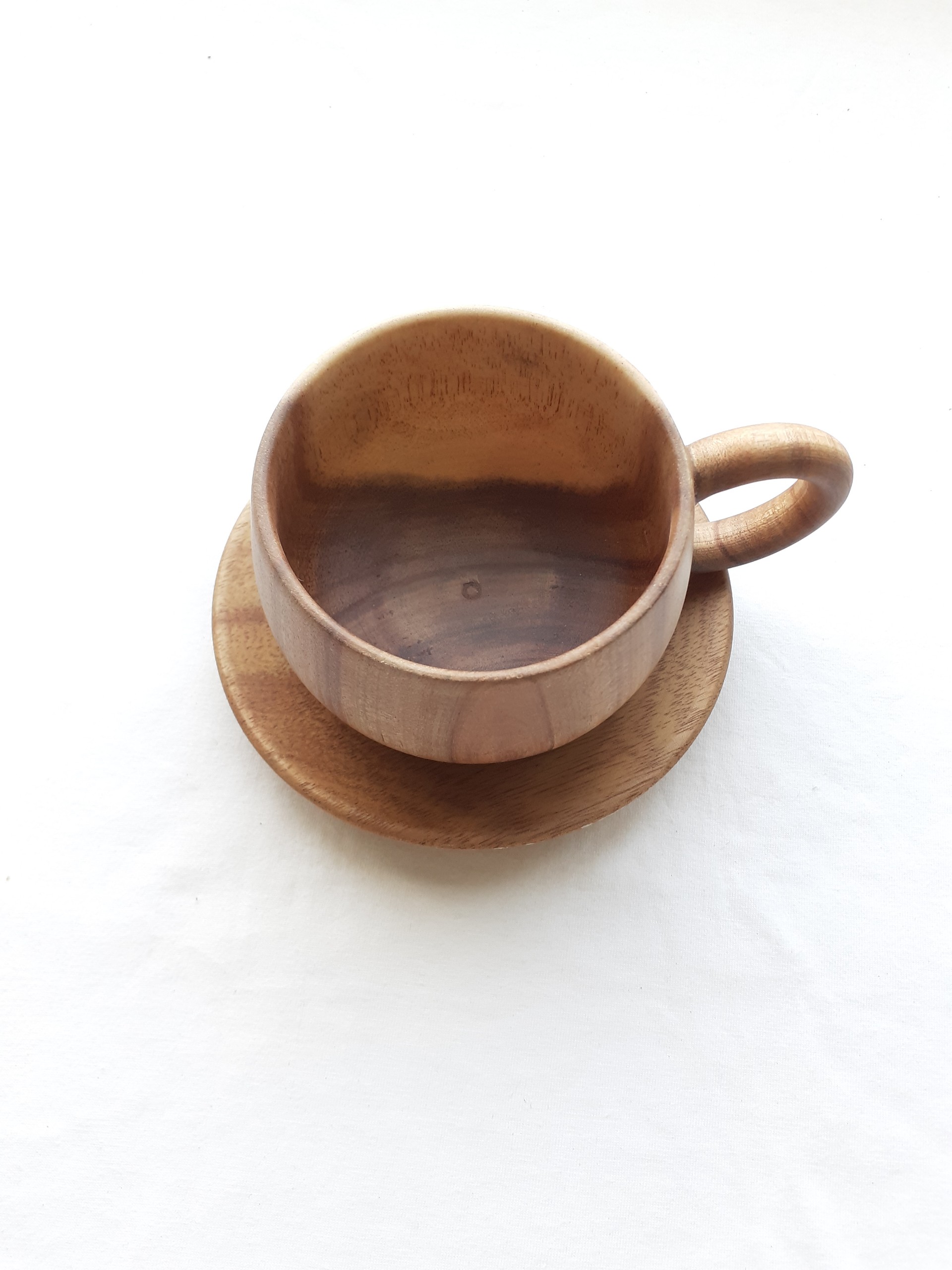 Bộ 4 đĩa gỗ KEO tròn nhỏ 12 cm lót ly, cốc, đựng hoa quả, đồ ăn