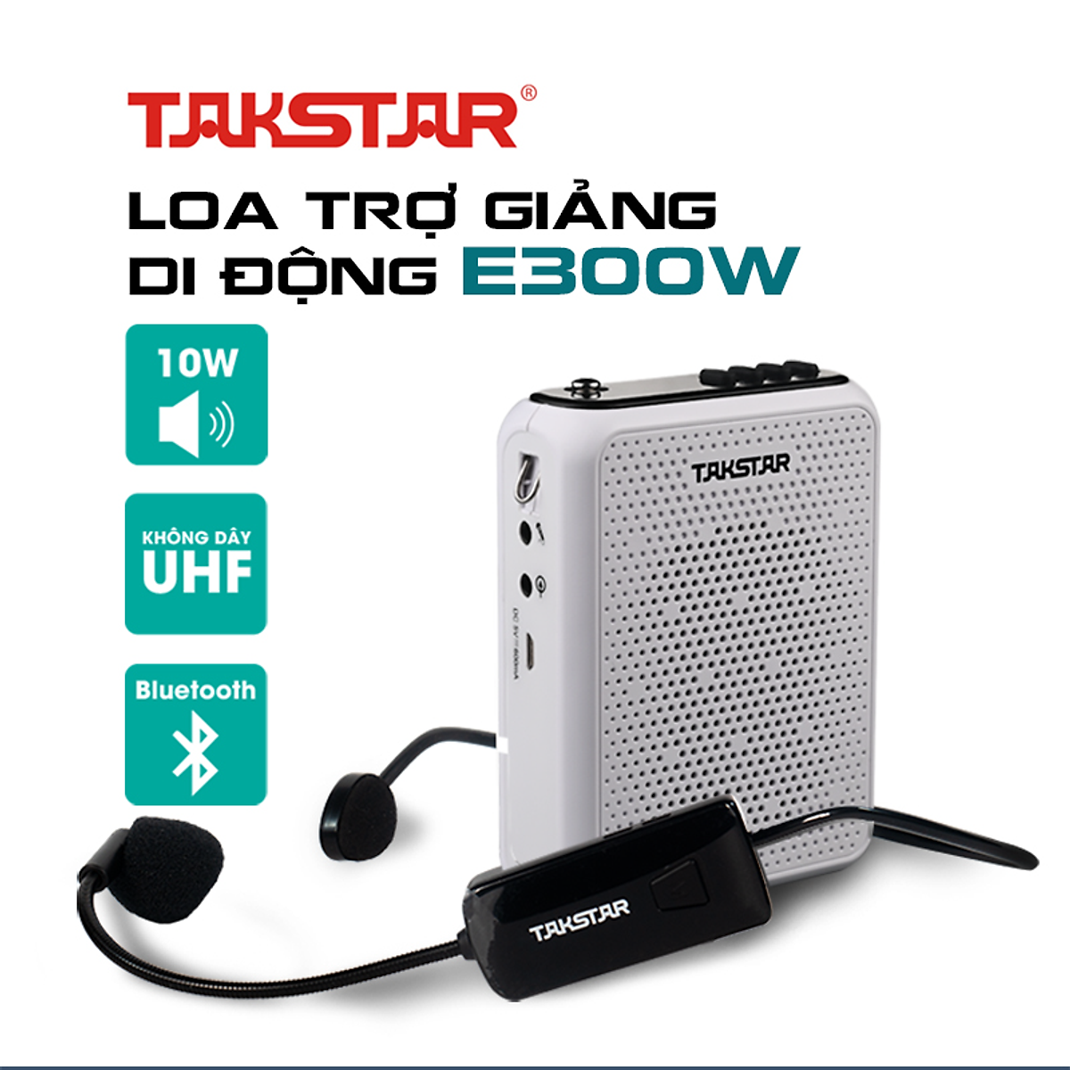 Máy trợ giảng không dây sử dụng sóng UHF TAKSTAR E300W cao cấp - Hàng chính hãng