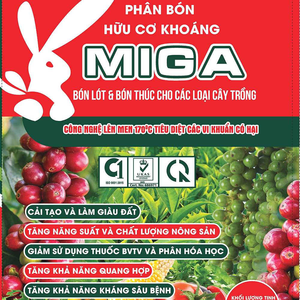 Phân bón hữu cơ khoáng Miga - Bao 25kg