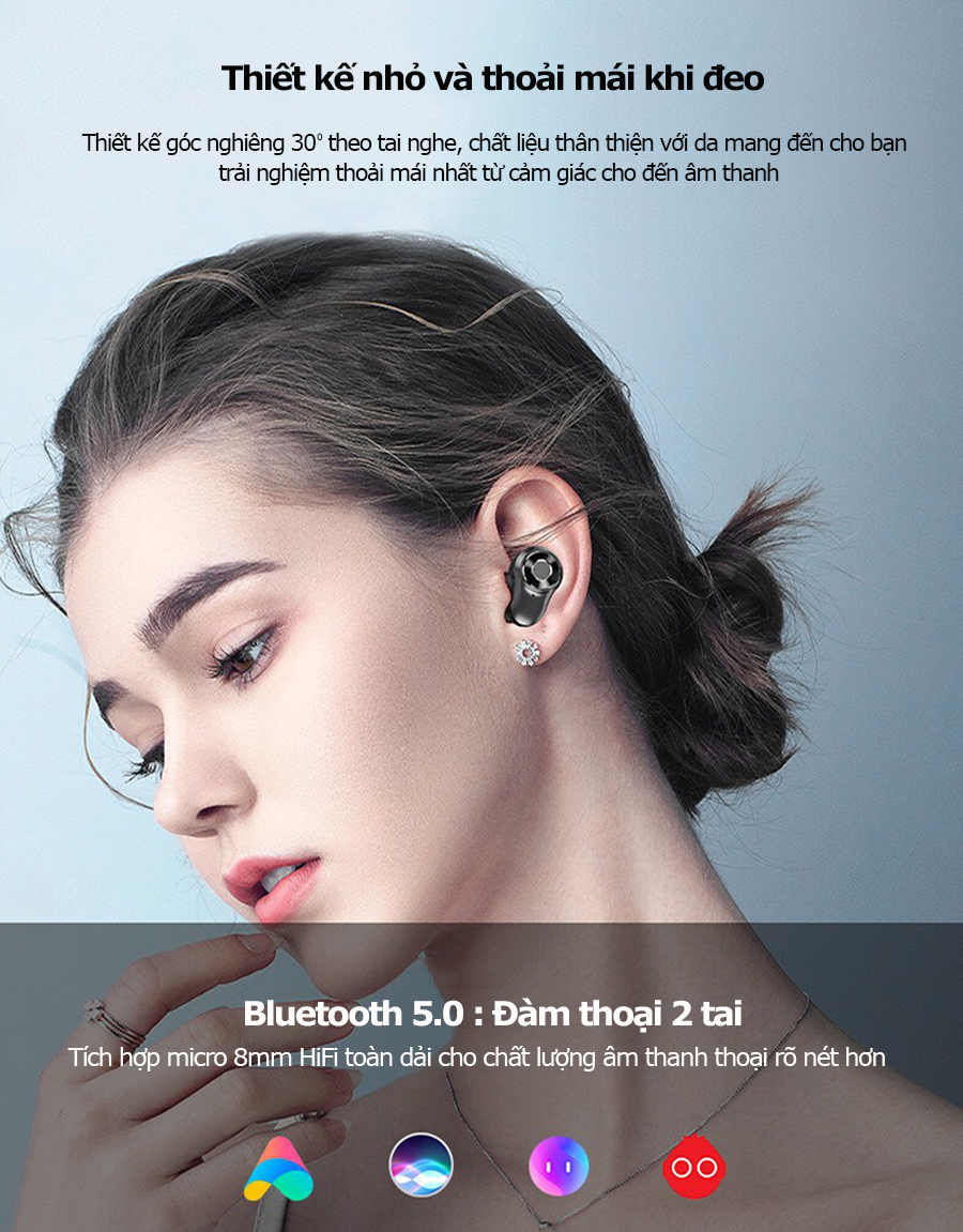 Tai nghe Bluetooth 5.0 - Sạc cực nhanh pin trâu 13h chuẩn TWS