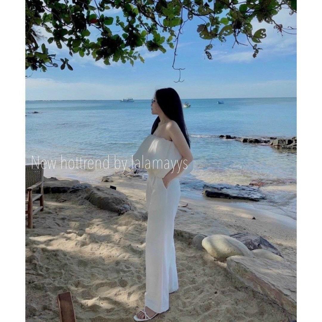 SET BỘ ĐI CHƠI, SET BỘ ĐI BIỂN, SET 2 MÓN ÁO CROPTOP ÁO BÍ CÚP NGỰC PHỐI QUẦN DÀI CÓ TÚI CỰC HOT