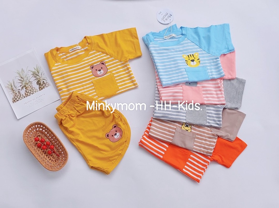 Bộ cộc tay cho bé gái/ bé trai minky mon size 8-29kg vải thun lạnh