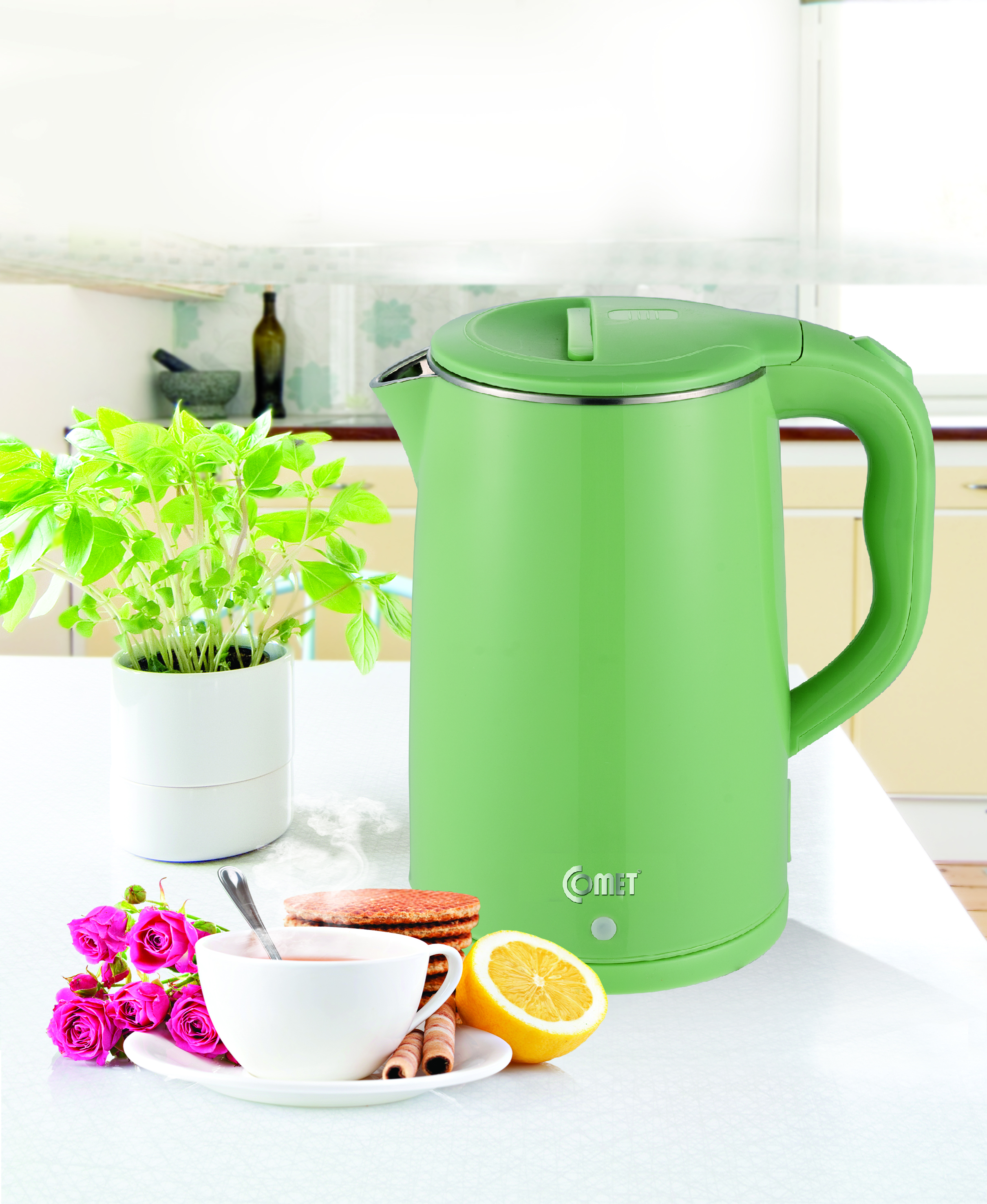 Bình đun siêu tốc Comet CM8218 – Hàng chính hãng - Inox 304 chống gỉ, dung tích 1.8L, công suất 1500W – Tự ngắt an toàn, thiết kế sang trọng
