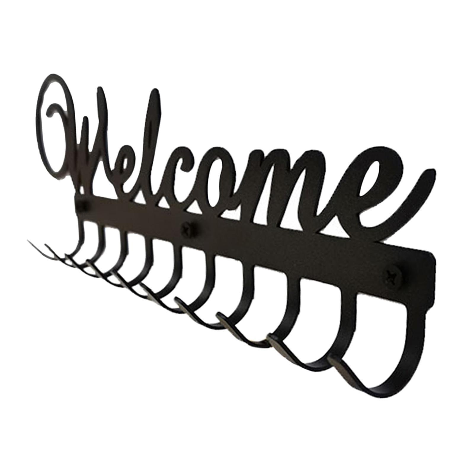 Welcome Wall Mounted Key Holder 10 Hooks Key Hooks Decorative for Front Door