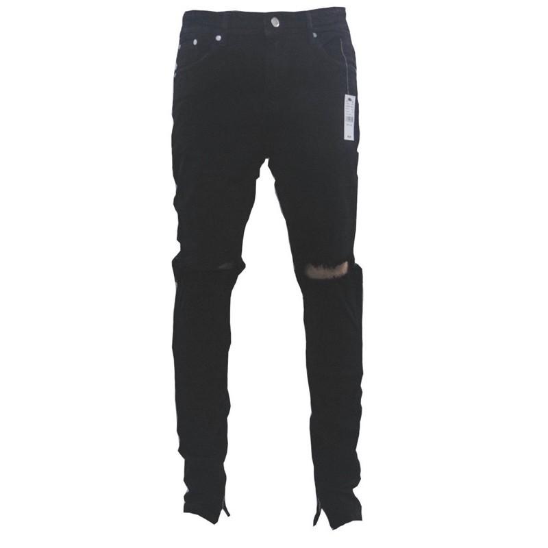 Quần Jeans Nam Đen Trơn/ Rách Gối