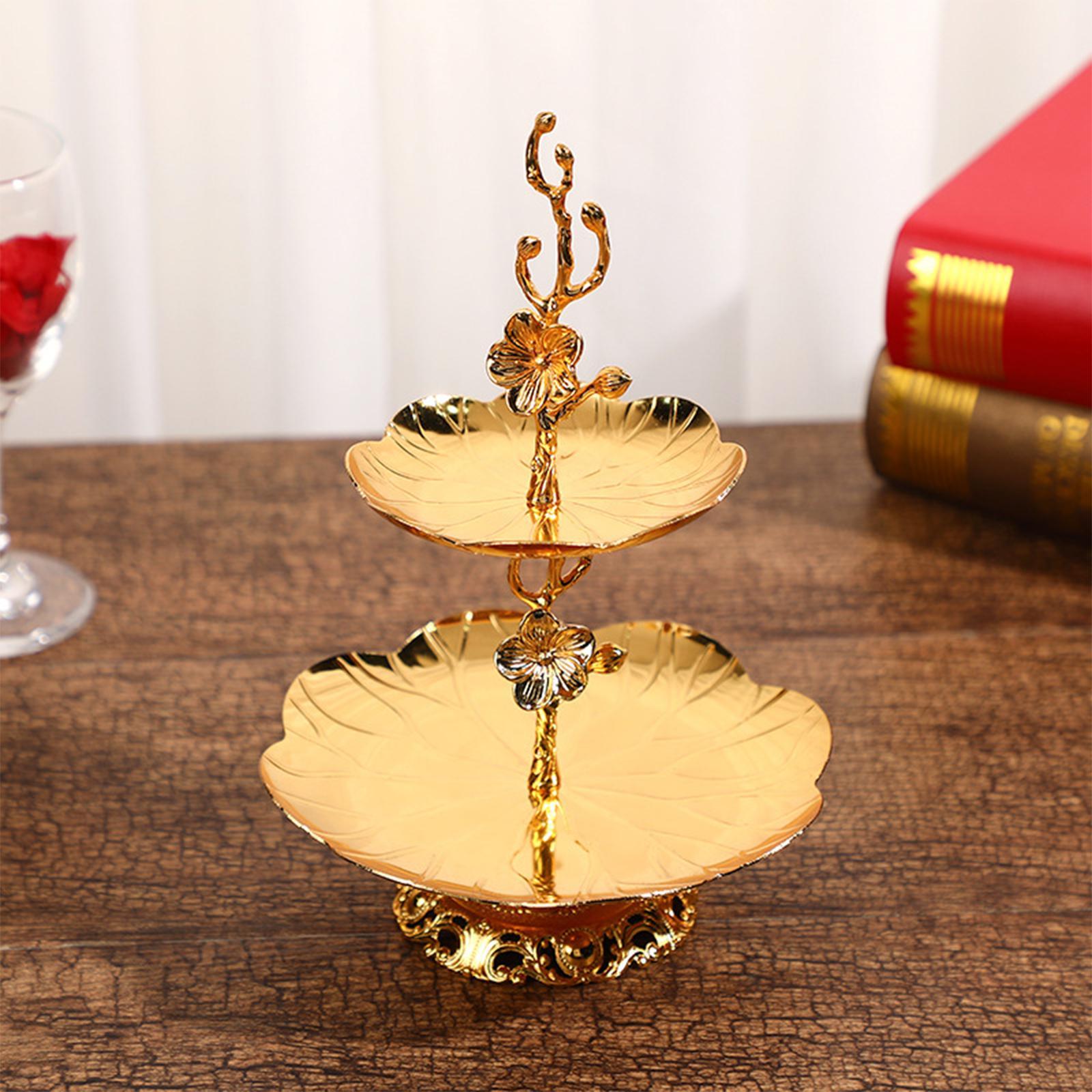 European  Tier Gold Cupcake Stand Statue Cookie Tray Cake Snack Tray Serving Tray Display Holder for Wedding Holiday Home Party Decor
