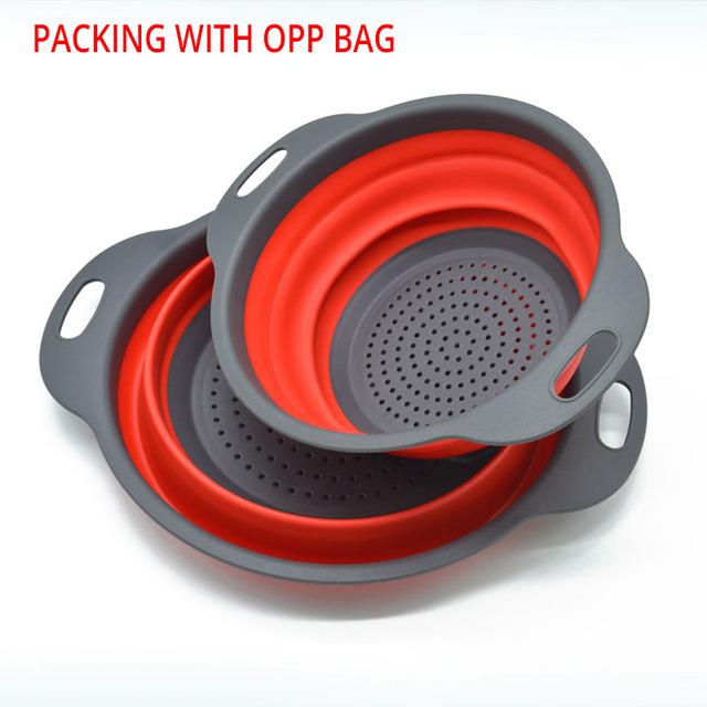 2 Cái/bộ Dụng Cụ Nhà Bếp Silicon Gấp Rây Lọc, Hoa Quả Rổ Rửa Dụng Cụ Lọc Ốp Điện