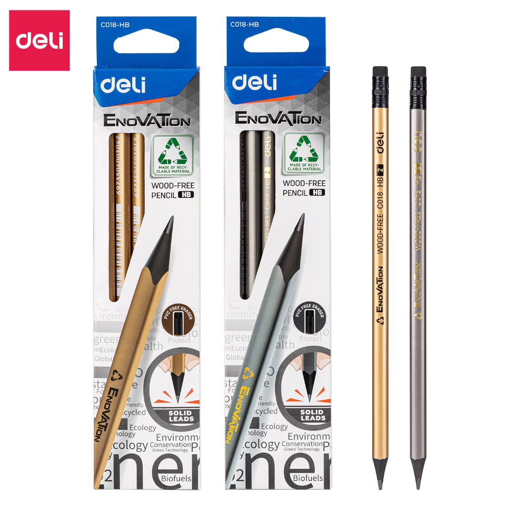 Vỉ 10/12 Bút Chì Gỗ 2B HB Học Sinh Deli - Chì Đậm An Toàn Nhạy Với Máy Chấm Thi Dễ Tẩy Vẽ Tranh Tập Viết Ghi Bài Sổ Vở