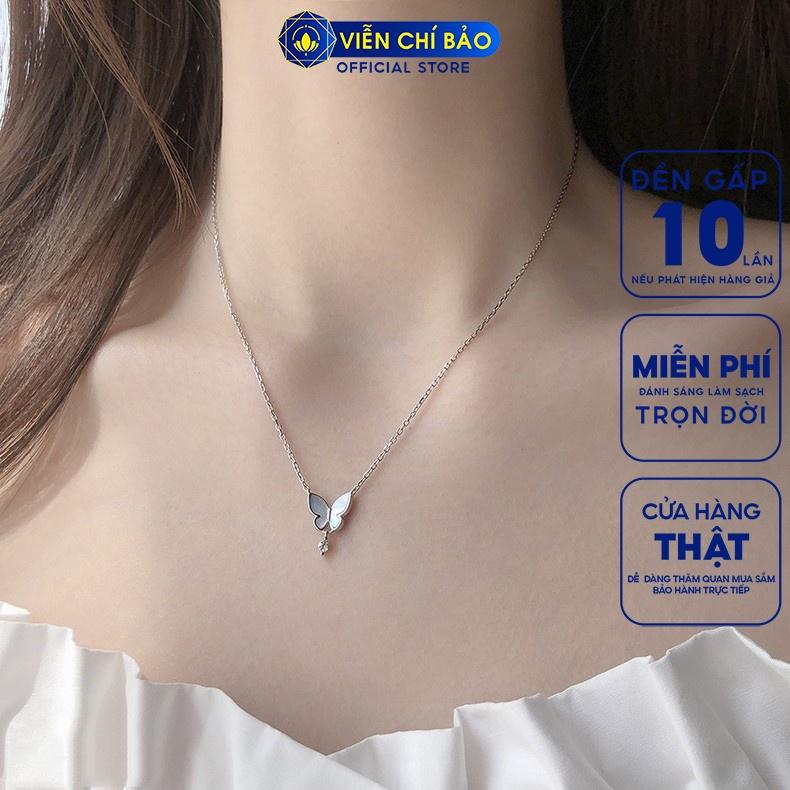 Dây chuyền bạc nữ hình hồ điệp cánh trắng chất liệu bạc 925 trẻ trung nữ tính thương hiệu Viễn Chí Bảo D400514