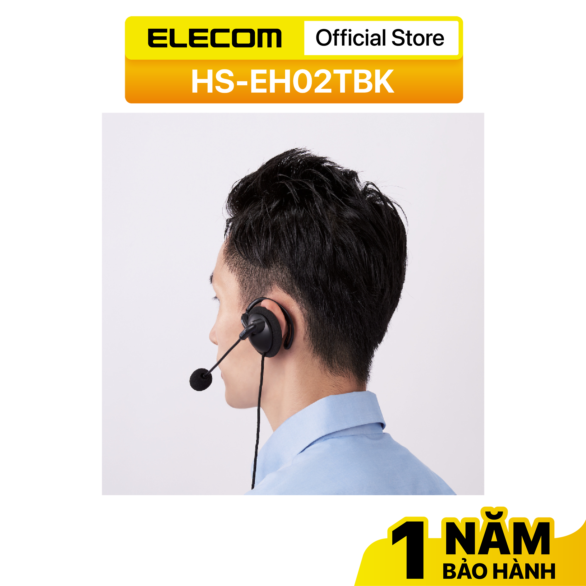 Tai nghe micro đàm thoại móc vành tai ELECOM HS-EH02T - Hàng chính hãng