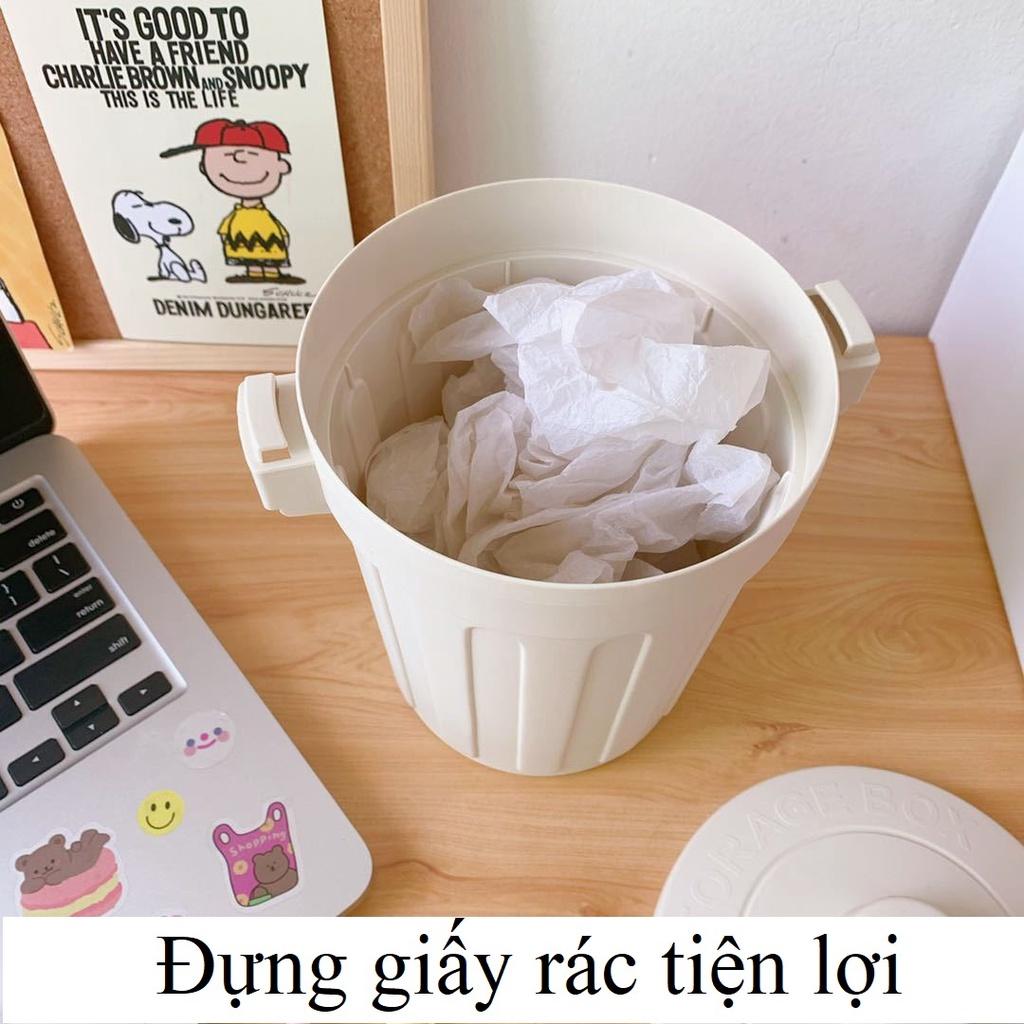 Thùng rác mini để bàn hình xô tặng kèm sticker, sọt rác nhỏ văn phòng tiện lợi