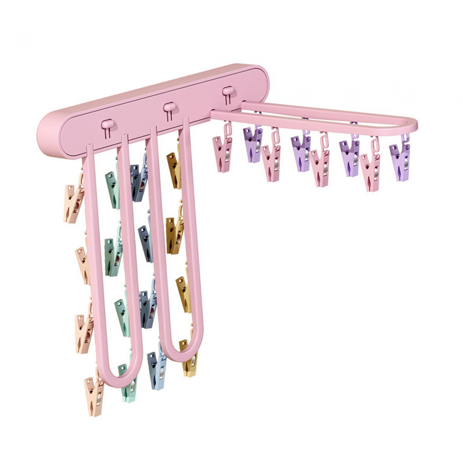 Socks Hanger Clothing Hanger Support Hanger Laundry Clip Stable Organization with 24 Clips Underwear Hanging for Outdoor Skirt Indoor Pants