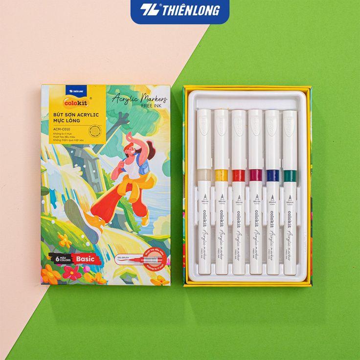 Hộp 6 Bút Sơn Mực Lỏng Thiên Long Acrylic Markers ACM-C010