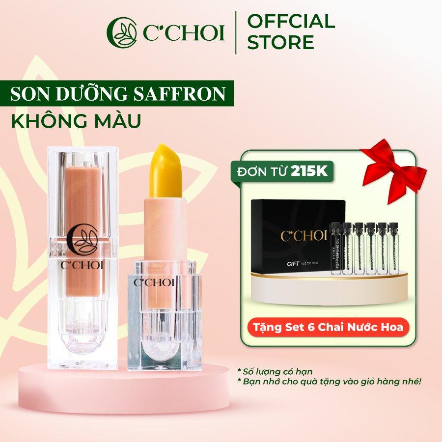 Son Dưỡng Môi Không Màu SAFFRON C'CHOI Nhuỵ Hoa Nghệ Tây Giúp Môi Giảm Thâm Căng Mọng Dạng Thỏi 4g