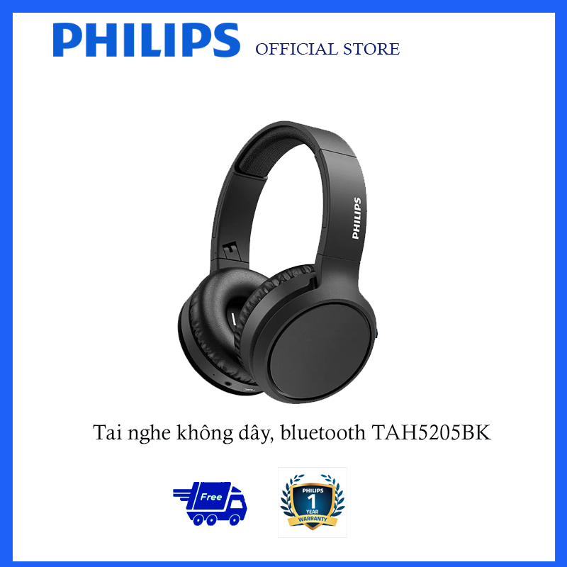 Tai nghe Philips Bluetooth TAH5205BK/00- Hàng Chính Hãng