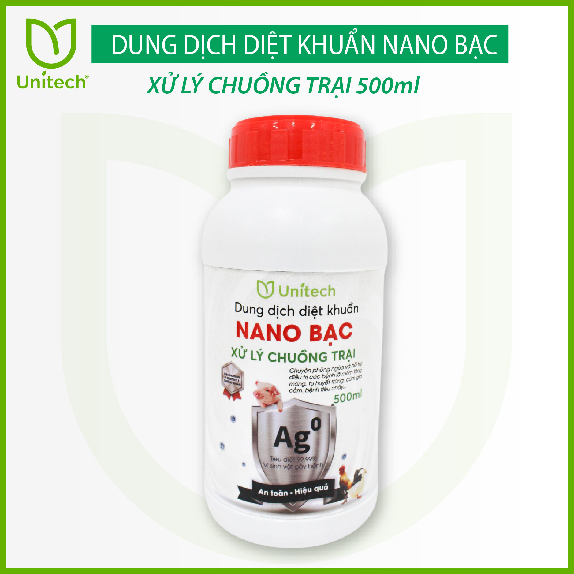 Nano bạc nguyên chất 500 mL | Sát khuẩn chuồng trại, nồng độ chuẩn 1000 ppm