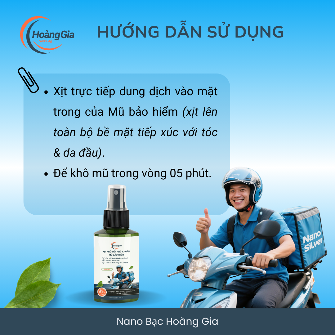 Xịt Khử Mùi Mũ Bảo Hiểm Nano Bạc Hoàng Gia - Dành cho Shipper - Bảo Vệ Da Đầu &amp; Tóc - 100ml